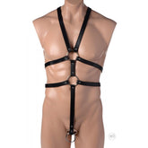 Male Full Body Harness in Black - Adjustable Size for Ultimate Bondage Play Mens Harnesses